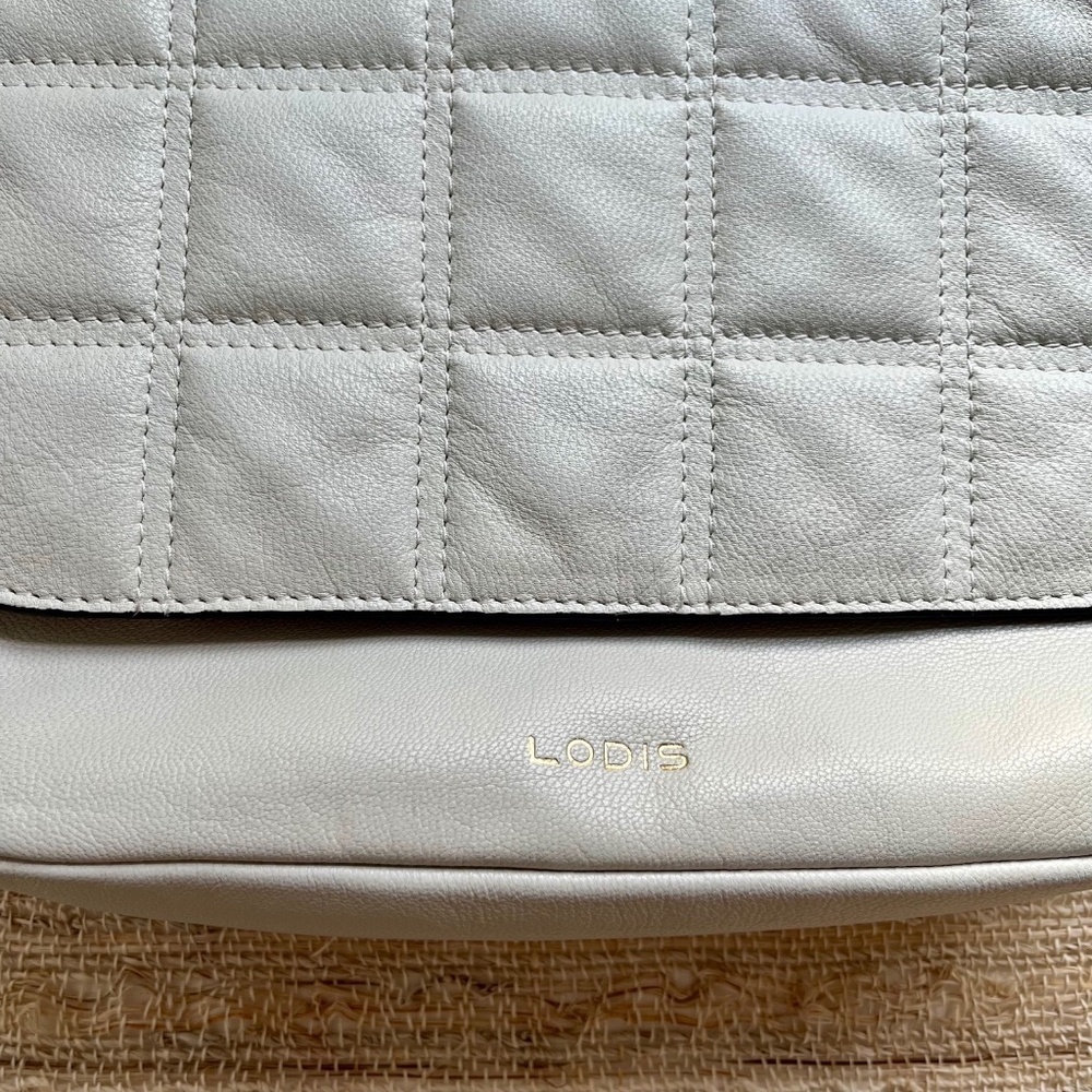Lodis Kinsley Leather Flap Crossbody Bag in Mushroom Gray - Picture 3 of 6